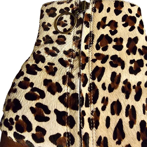Leopard Print Block Heel Ankle Boots With Side Zipper Closure For Women size 8M - Picture 6 of 10
